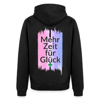 More Time for Happiness – Shamrock Pastel Shirt - Unisex Premium Organic Zip Hoodie - black - Back - Nico (187cm)