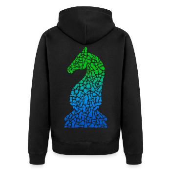 Schachfiguren Schachspiel Schach Schachspieler - Unisex Premium Bio Zip Hoodie - Schwarz - Hinten - Nico (187cm)