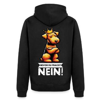 Bevor Du Fragst Airedale Terrier Airedales  - Unisex Premium Bio Zip Hoodie - Schwarz - Hinten - Nico (187cm)