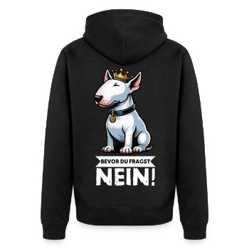 Bevor Du Fragst Miniatur Bullterrier Bully Bullys - Unisex Premium Bio Zip Hoodie - Schwarz - Hinten - Nico (187cm)