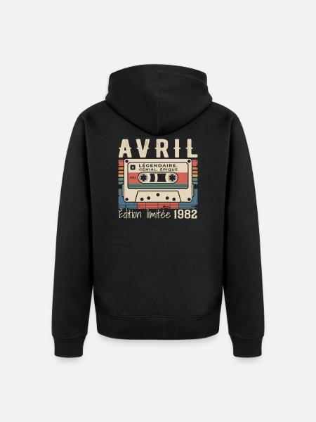 avril 1982 April 1982 - Veste à capuche bio Premium Unisexe - noir