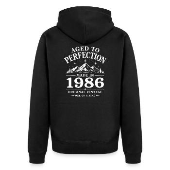 1986 Anniversaire 40 ans Retro Millésime 1986 - Veste à capuche bio Premium Unisexe - noir - Dos - Nico (187cm)