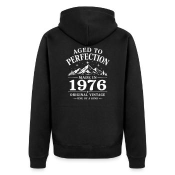 1976 Anniversaire 50 ans Retro Millésime 1976 - Veste à capuche bio Premium Unisexe - noir - Dos - Nico (187cm)