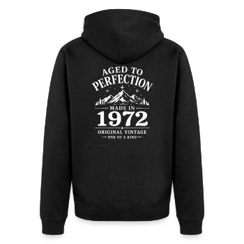 1972 Jubiläum 54 Jahre Retro Vintage 1972 - Unisex Premium Bio Zip Hoodie - Schwarz - Hinten - Nico (187cm)