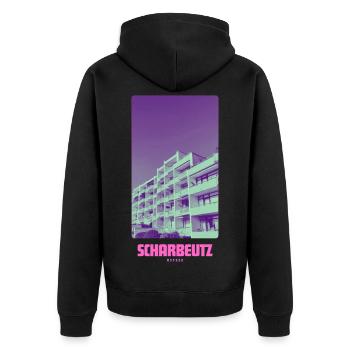 Scharbeutz Ostsee  - Unisex Premium Bio Zip Hoodie - Schwarz - Hinten - Nico (187cm)