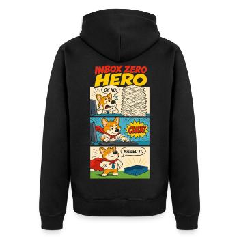 Inbox Zero Office Hero - Unisex Premium Organic Zip Hoodie - black - Back - Nico (187cm)