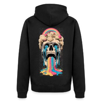Arc-en-ciel du crâne psychédélique - Veste à capuche bio Premium Unisexe - noir - Dos - Nico (187cm)
