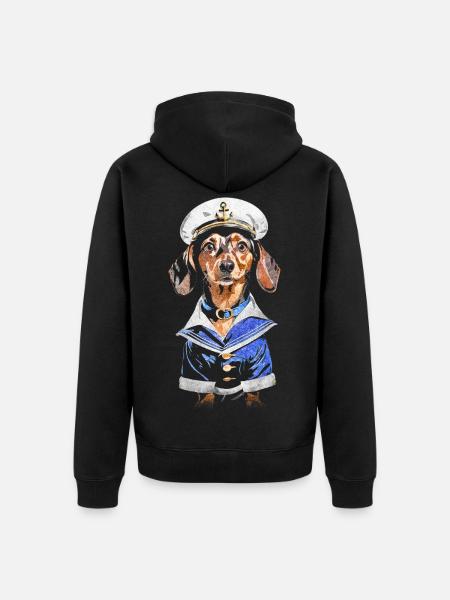 Seemann-Dackel - Unisex Premium Bio Zip Hoodie - Schwarz
