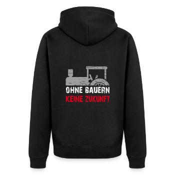 Ohne Bauern keine Zukunft - Unisex Premium Bio Zip Hoodie - Schwarz - Hinten - Nico (187cm)