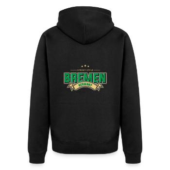 Bremen - Unisex Premium Organic Zip Hoodie - black - Back - Nico (187cm)