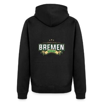 Bremen - Unisex Premium Organic Zip Hoodie - black - Back - Nico (187cm)