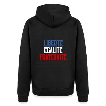 Liberté égalité fraternité - Veste à capuche bio Premium Unisexe - noir - Dos - Nico (187cm)