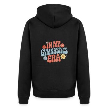 Turnen Turner Gymnastik - Unisex Premium Bio Zip Hoodie - Schwarz - Hinten - Nico (187cm)