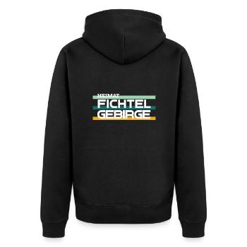 Heimat Fichtelgebirge retro - Unisex Premium Bio Zip Hoodie - Schwarz - Hinten - Nico (187cm)