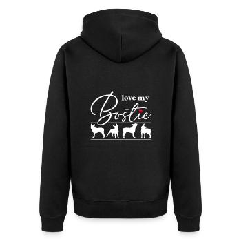 Liebe meinen Bostie Boston Terrier Silhouetten - Unisex Premium Bio Zip Hoodie - Schwarz - Hinten - Nico (187cm)