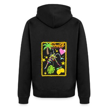 South Summer mood, Grigri Colorful Southern Charm - Unisex Premium Organic Zip Hoodie - black - Back - Nico (187cm)