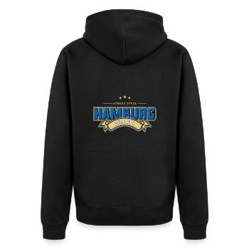Hamburg - Unisex Premium Organic Zip Hoodie - black - Back - Nico (187cm)