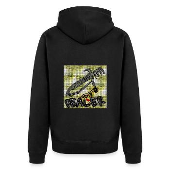 DEALER - Club WoW - Unisex Premium Organic Zip Hoodie - black - Back - Nico (187cm)
