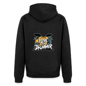 J’adore le batteur - j’adore la batterie - Veste à capuche bio Premium Unisexe - noir - Dos - Nico (187cm)