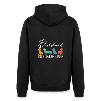 Dackel wahre Liebe auf vier Pfoten - Unisex Premium Bio Zip Hoodie - Schwarz - Hinten - Nico (187cm)