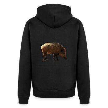 A wild boar is an imposing animal - Unisex Premium Organic Zip Hoodie - black - Back - Nico (187cm)