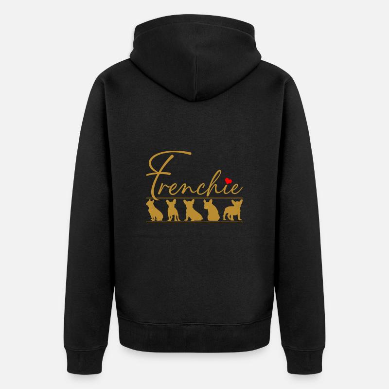 Frenchie Silhouettes de bouledogue français - Veste à capuche bio Premium Unisexe - noir
