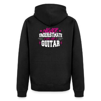 Ne sous-estimez jamais une fille avec une guitare - Guitare - Veste à capuche bio Premium Unisexe - noir - Dos - Nico (187cm)