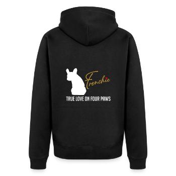Frenchie amour sur quatre pattes - Veste à capuche bio Premium Unisexe - noir - Dos - Nico (187cm)