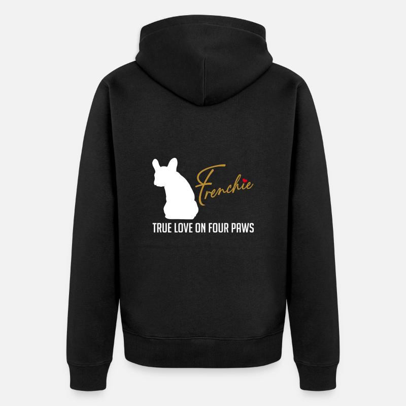 Frenchie amour sur quatre pattes - Veste à capuche bio Premium Unisexe - noir