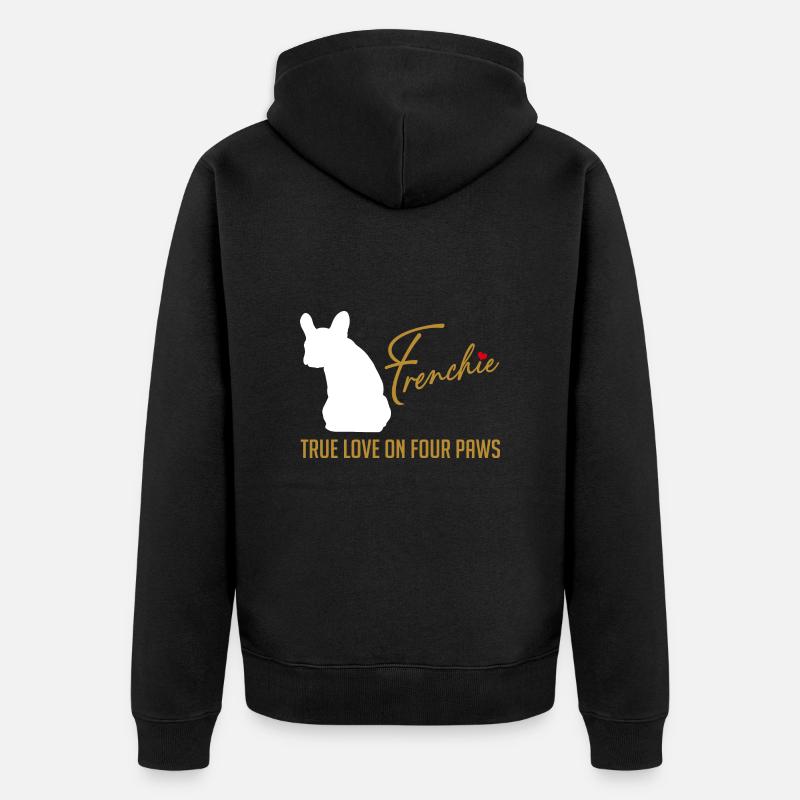 Frenchie amour sur quatre pattes - Veste à capuche bio Premium Unisexe - noir