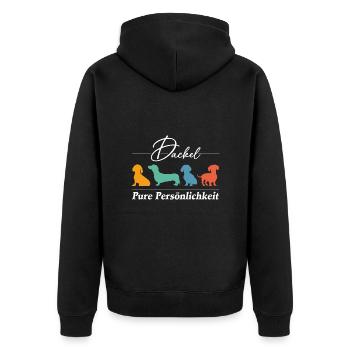Dackel Persönlichkeit auf vier Pfoten - Unisex Premium Bio Zip Hoodie - Schwarz - Hinten - Nico (187cm)