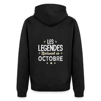 légendes naissent en octobre anniversaire - Veste à capuche bio Premium Unisexe - noir - Dos - Nico (187cm)