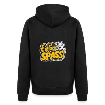 Einfach Spass haben feiern Party machen - Unisex Premium Bio Zip Hoodie - Schwarz - Hinten - Nico (187cm)