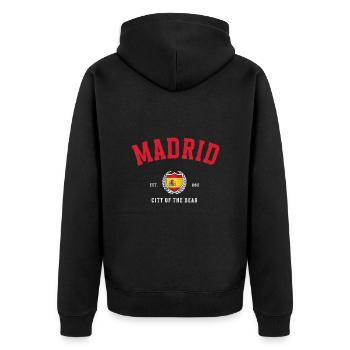 Madrid Heritage – Spain Coat of Arms - Unisex Premium Organic Zip Hoodie - black - Back - Nico (187cm)