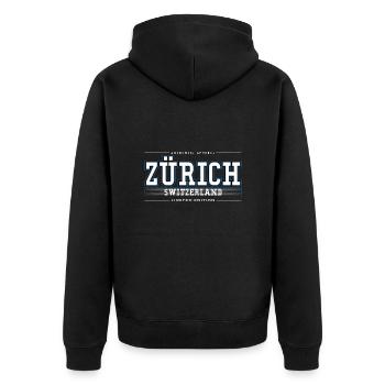 Zurich - Unisex Premium Organic Zip Hoodie - black - Back - Nico (187cm)