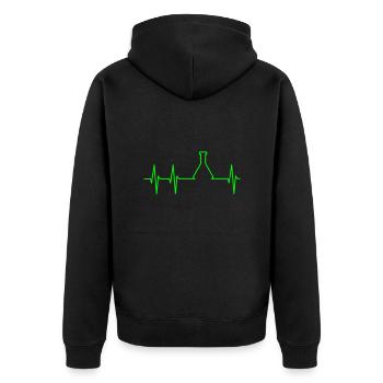 EKG und Erlenmeyerkolben - Unisex Premium Bio Zip Hoodie - Schwarz - Hinten - Nico (187cm)