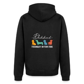 Personnalité de teckel sur quatre pattes - Veste à capuche bio Premium Unisexe - noir - Dos - Nico (187cm)