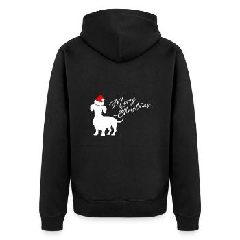 Joyeux Noël teckel avec bonnet de Père Noël - Veste à capuche bio Premium Unisexe - noir - Dos - Nico (187cm)