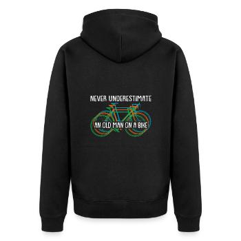Old man grandpa on bike - Unisex Premium Organic Zip Hoodie - black - Back - Nico (187cm)