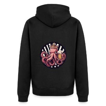 Oktopus Bier - Unisex Premium Bio Zip Hoodie - Schwarz - Hinten - Nico (187cm)