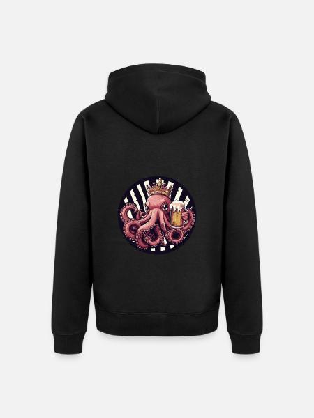 Oktopus Bier - Unisex Premium Bio Zip Hoodie - Schwarz