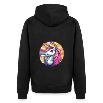 Unicorn Beer - Unisex Premium Organic Zip Hoodie - black - Back - Nico (187cm)