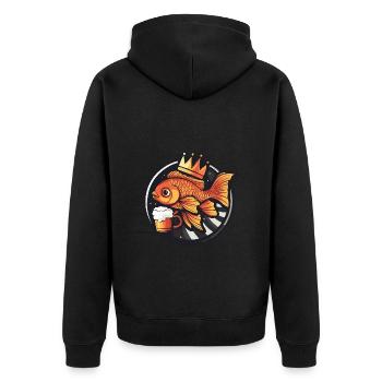 Goldfisch Bier - Unisex Premium Bio Zip Hoodie - Schwarz - Hinten - Nico (187cm)
