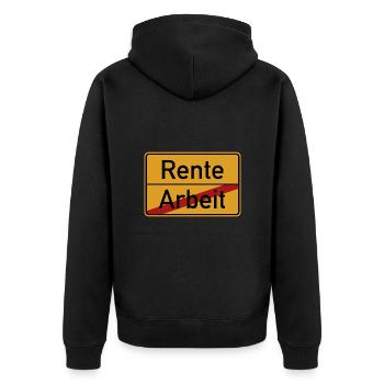 Rente - Rentner Ruhestand Pension - Unisex Premium Bio Zip Hoodie - Schwarz - Hinten - Nico (187cm)
