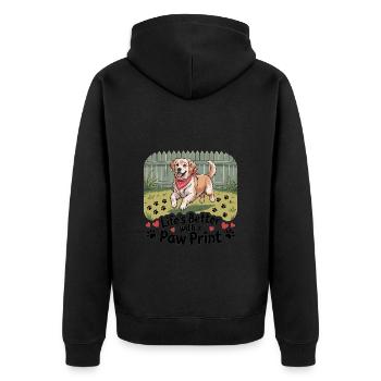 Life’s Better with a Paw Print - Unisex Premium Bio Zip Hoodie - Schwarz - Hinten - Nico (187cm)