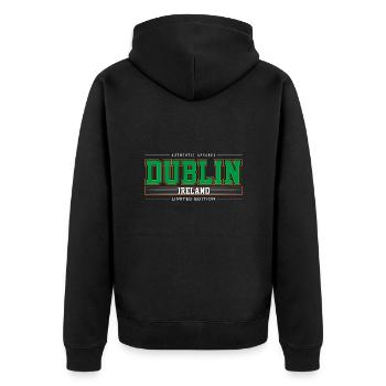 Dublin - Unisex Premium Organic Zip Hoodie - black - Back - Nico (187cm)