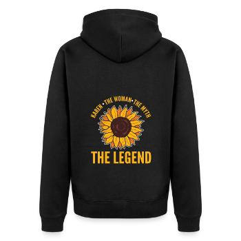 Karen - Unisex Premium Organic Zip Hoodie - black - Back - Nico (187cm)