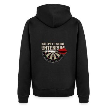 Dart Spruch - Silhouette - Dartfan - Dartspieler - Unisex Premium Bio Zip Hoodie - Schwarz - Hinten - Nico (187cm)