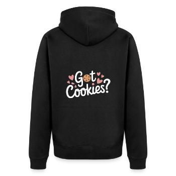 Cookies Cookie Keks Kekse Schokolade - Unisex Premium Bio Zip Hoodie - Schwarz - Hinten - Nico (187cm)