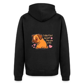 Je n’ai pas pété mes fesses t’a soufflé un baiser, Pug Saying - Veste à capuche bio Premium Unisexe - noir - Dos - Nico (187cm)